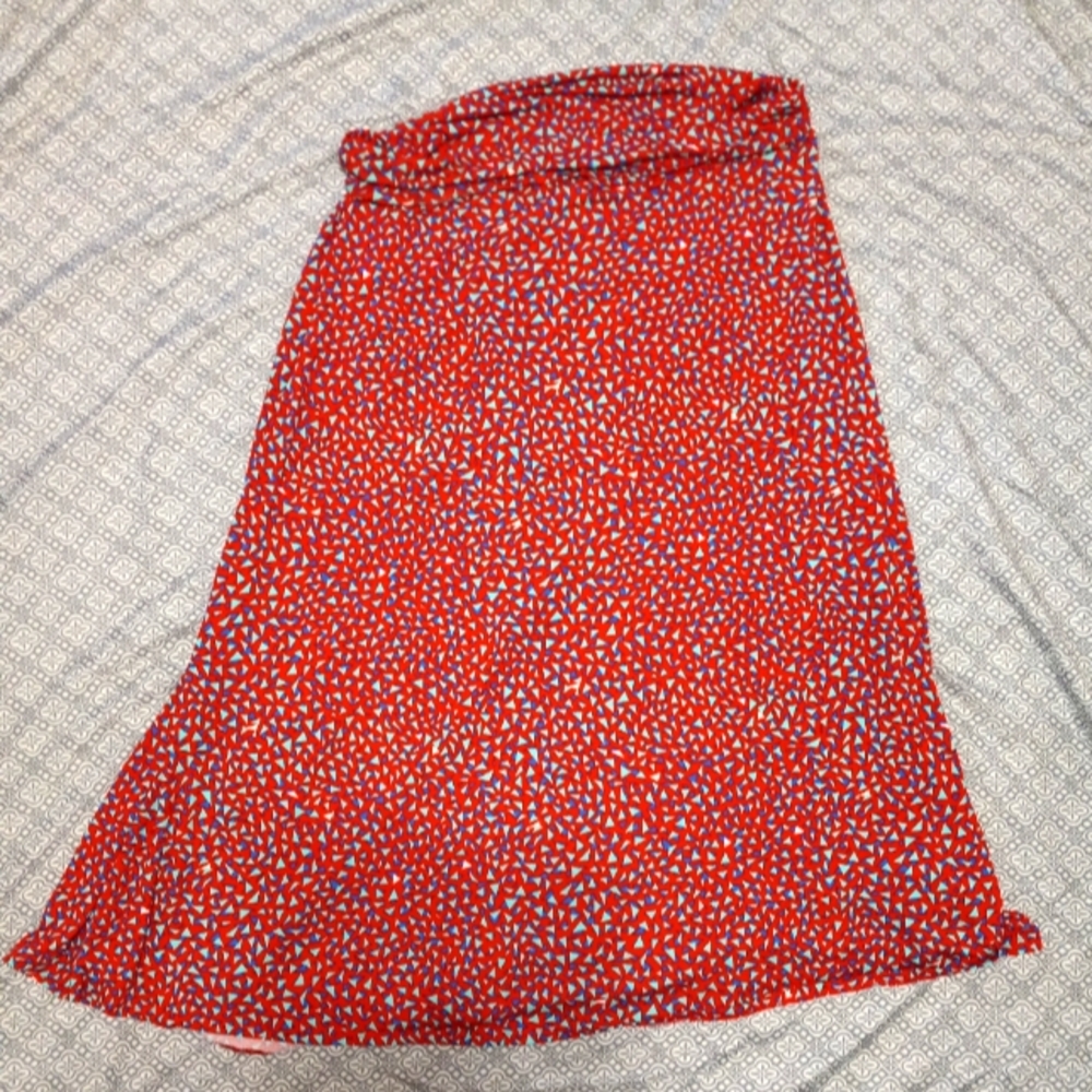 LuLaRoe Red Blue Geometric Design Maxi Skirt